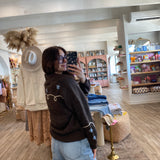 Embroidered Play Sweater Cardigan - Brown