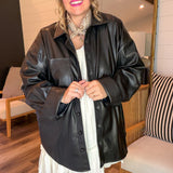 Lincoln Shirt Jacket - Black Faux Leather