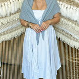 Pointelle Knitdown Scarf - Dusty Blue