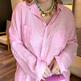 Seabreeze Button Up Top - Cotton Candy