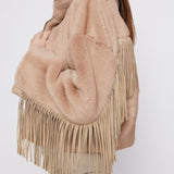 Moonlight Fringe Fur Jacket - Taupe