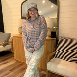 Piper Pullover - Pink + Blue Stripes