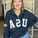 USA Half Zip Oversized Sweater