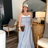 Clear Skies Gingham Maxi Dress - Blue