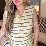 Bayside Stripe Top - Taupe
