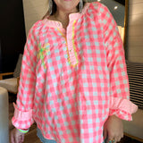 Paradise Plaid Checkered Top - Pink