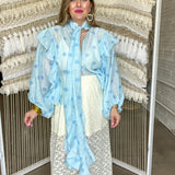 Never Been Kissed Ruffle Polka Dot Blouse - Blue