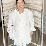 Romance Ruffle White Blouse Top