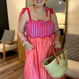 Keylime Scalloped Maxi Dress - Red