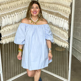 Baby Blues Off The Shoulder Mini Dress