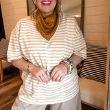 Oversized Stripe Tee - Taupe