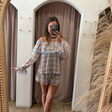 Baby Blues Gingham Off The Shoulder Top