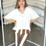 Colette Cropped Wide Pants - Brown + White