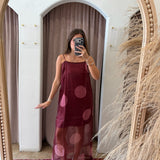 Perfect Polka Dot Maxi Dress - Burgundy