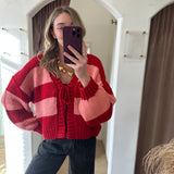 Candy Girl Stripe Front Tie Sweater