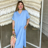 On The Run Maxi Dress - Light Blue