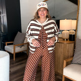 Piper Cardigan - Pink + Brown Stripes