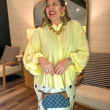 Bold In Bloom Button Down Shirt - Yellow