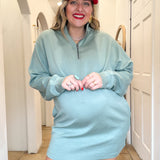 Scuba Long Sleeve Mini Dress - Sage Green