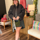 Quilted Contrast Piping Detailed Puffer Jacket - Black