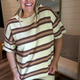 Pink Chocolate + Cream Stripe Pant Set