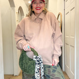 Oversized Polo Collared Pullover - Dark Taupe