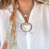 Large Horse Bit Chain Necklace - Gold + Silver