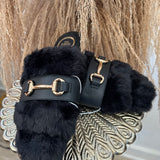Hanni Black Belted Fur Clog