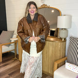 {MUMU} Maverick Bomber Jacket - Chestnut Brown Faux Leather