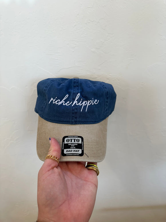 Riche Hippie Cursive Two Tone Denim Hat