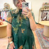 Petal Veil Sheer Maxi Dress - Green