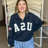 USA Half Zip Oversized Sweater