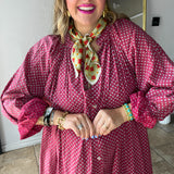 Hearts Desire Polka Dot Button Up Dress - OS