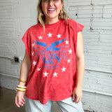 {Daydreamer} Johnny Cash Muscle Tank - Red Acid Wash