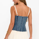 {MUMU} Tiffany Skort Dress - Denim with Cream Voile