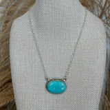 Large Blue Turquoise Oval Necklace