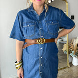 The Cowgirl Classic Denim Button Up Midi Dress