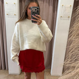 Latte Love Lace Mini Skirt - Red