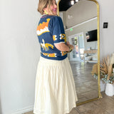 Pasture Print Short Sleeve Knit Top - Navy