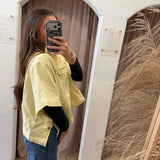 Butter Yellow Denim Poncho Jacket