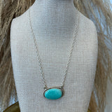 Large Green Turquoise Oval Necklace