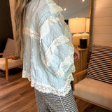 Evermore Blue + White Ruffle Top