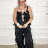 Boho Goddess Tie Tank Top - Black