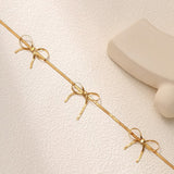 Triple Bow Drop Gold Necklace