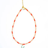 Horseshoe Charm Necklace - Red And Pink