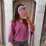 Candy Pink Button Down Cardigan