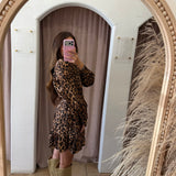 Daisy Buttons Leopard Mini Dress