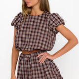 {MUMU} Highland Crop Top - Saddle Plaid