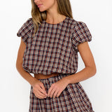 {MUMU} Highland Crop Top - Saddle Plaid