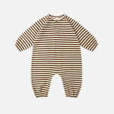 Henley Jumpsuit Brown Stripe